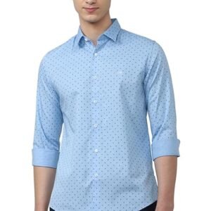 Peter England Men's Printed Slim Fit Party Branded Insignia Full Sleeve Casual Shirt Cotton