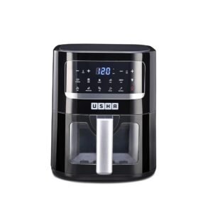 USHA Ichef Smart Air Fryer 4.5L,10 In 1 Functions10 Preset Menu|Digital Display&Touch Panel|Transparent Window|Illuminated Chamber|Turbo Air Circulation|Oil Free Cooking|Auto Pause/Start(Black),1350W